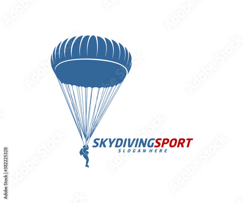 Skydiving logo design vector template, Parachuting design illustration