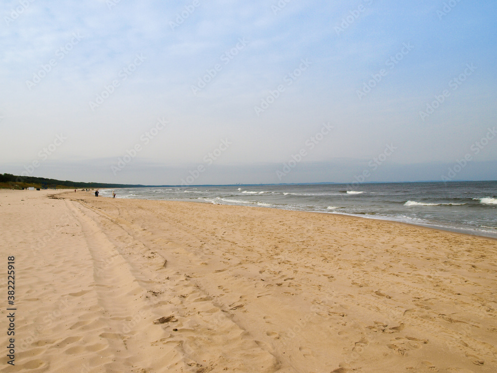 View of a seaside beach during a cloudy day, Baltic Sea