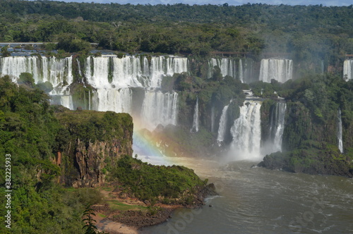 The powerful and mighty Iguazu  Iguacu  Waterfalls between Brazil and Argentina