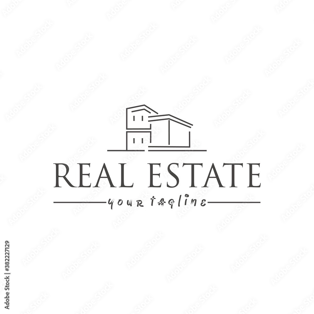 Minimalistic real estate constructions logo template