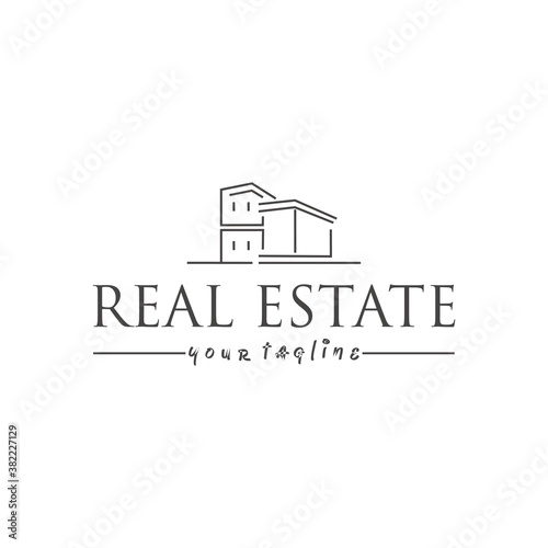 Minimalistic real estate constructions logo template