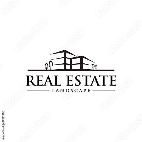 Minimalistic real estate constructions logo template