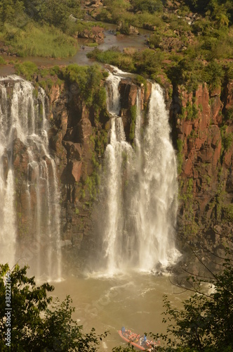 The powerful and mighty Iguazu  Iguacu  Waterfalls between Brazil and Argentina