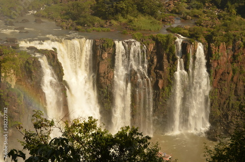 The powerful and mighty Iguazu  Iguacu  Waterfalls between Brazil and Argentina