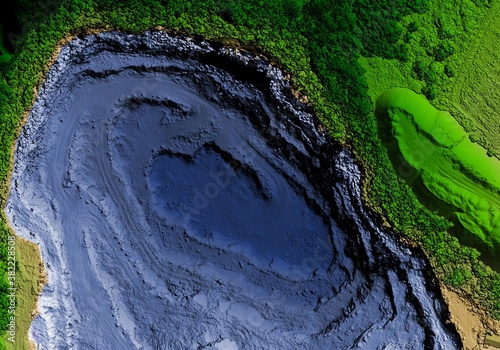 DEM - digital elevation model. GIS product made after proccesing aerial pictures. It shows excavation site with steep rock walls that was mapped from a drone