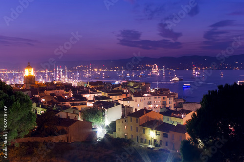 Saint Tropez sea resort, night scene in France Riviera photo
