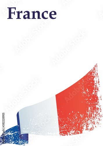 Flag of France, French Republic. Template for award design, an official document with the flag of France. Bright, colorful vector illustration.