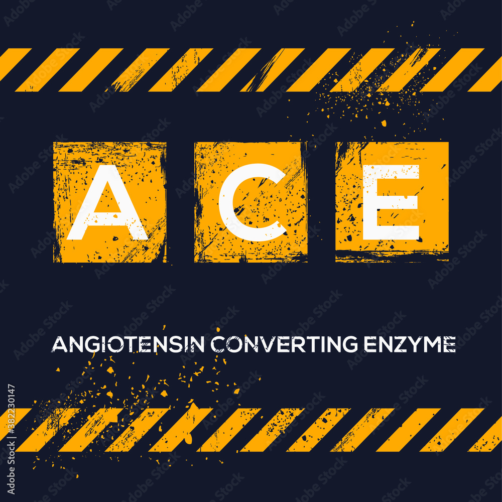 ACE mean (Angiotensin Converting Enzyme),Vector illustration. Stock
