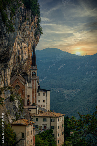 Photo of Madonna della Corona Sanctuary at sunrise photo