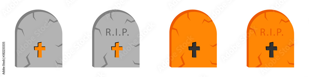 conjunto de lápidas de tumbas. Concepto de Halloween conjunto de lápidas de tumbas. Concepto de Halloween