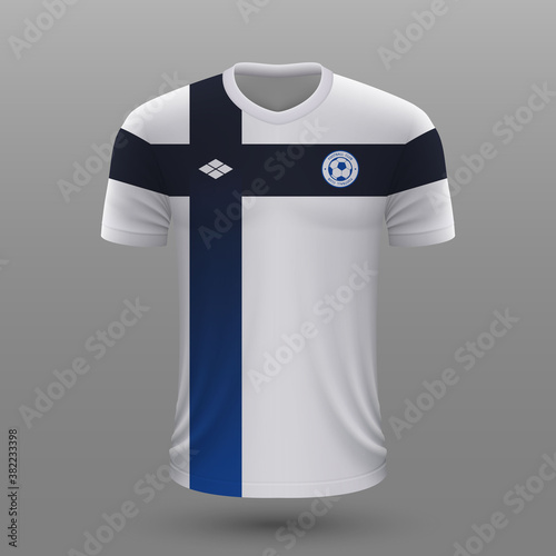 Realistic soccer shirt , Finland home jersey template for football kit.