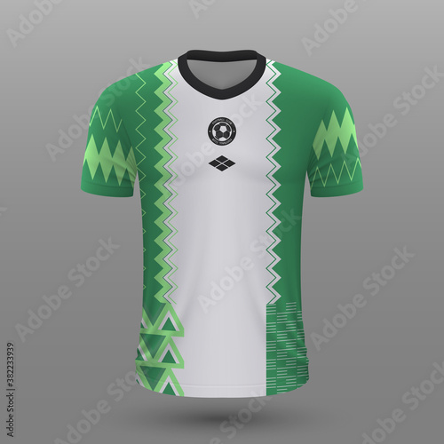 Realistic soccer shirt , Nigeria home jersey template for football kit.