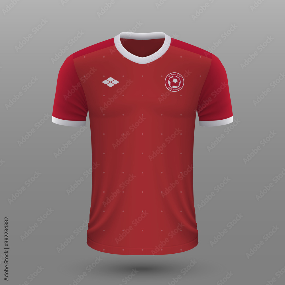 Realistic soccer shirt , Serbia home jersey template for football kit.  Stock Vector | Adobe Stock