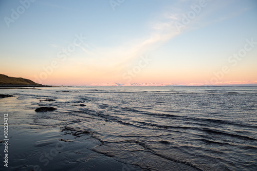 Sunset in fjords of Northwest Iceland