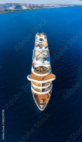 Elevated view at touristic cruise ship in the n sea