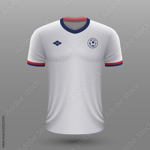 Realistic soccer shirt , USA home jersey template for football kit.