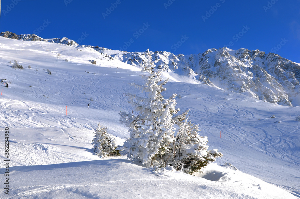 Rothorn: Swiss alps snow mountain landscape, Lenzerheide