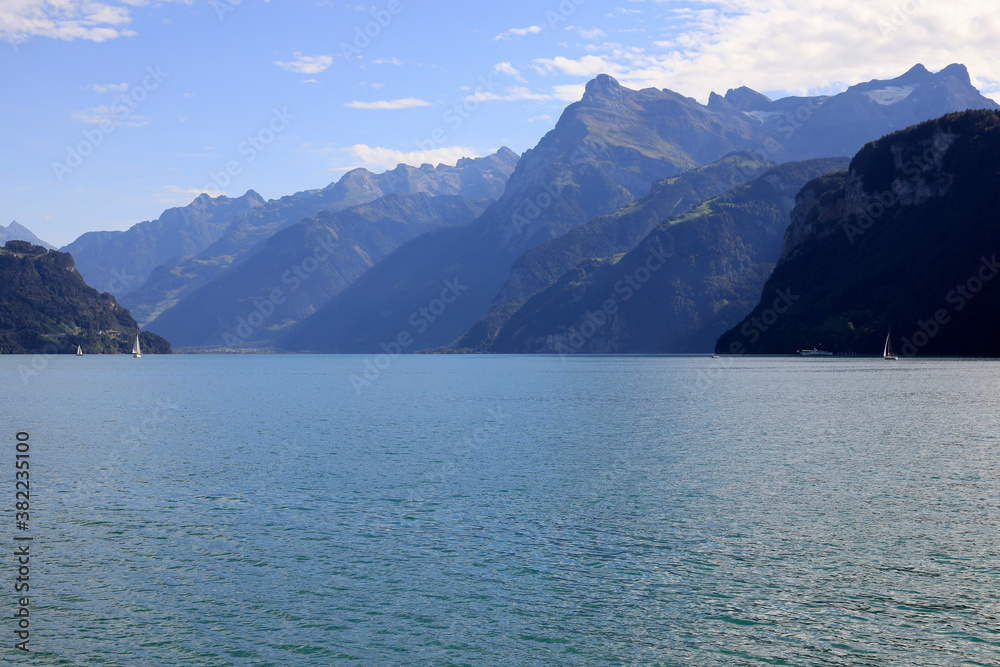 Magnificent mountains at Lake Lucerne