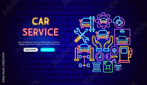 Car Service Neon Banner Design