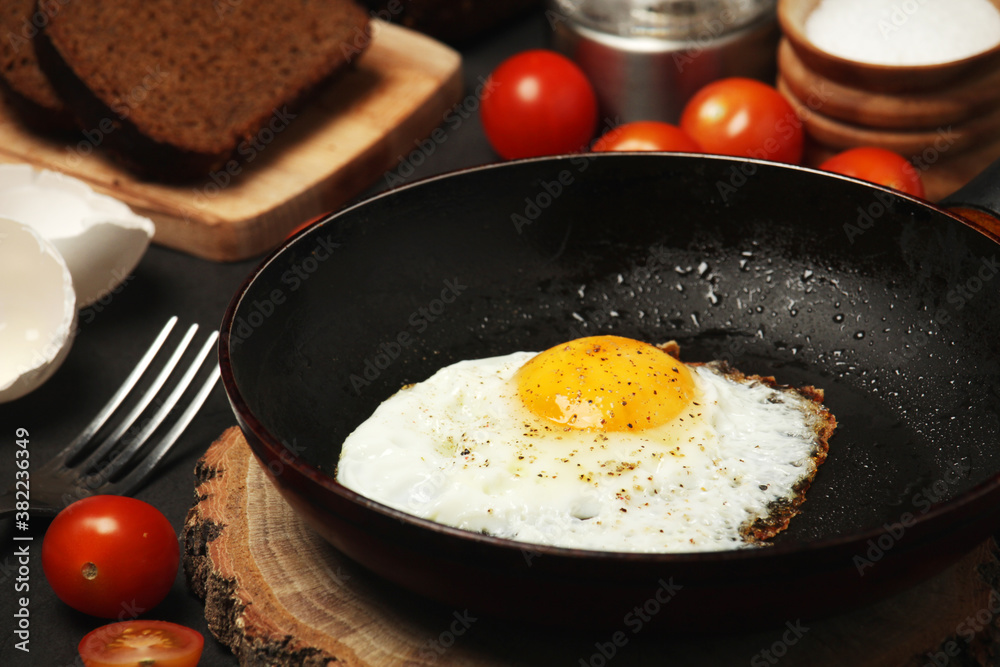 Fried egg with tomatoes and bread Fried egg with tomatoes and bread
