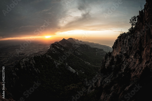 The Kyrenia Mountain Range at sunset. Kyrenia district, Cyprus photo