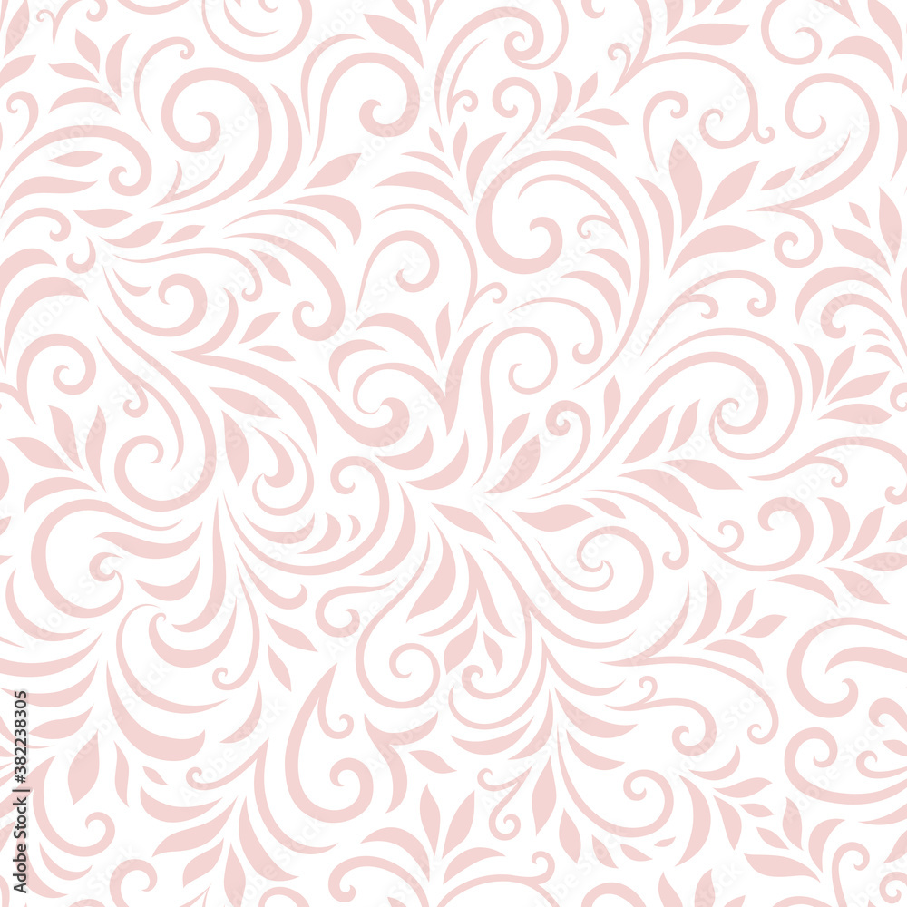 Vector seamless pattern with leaves and curls. Monochrome abstract floral background. Stylish monochrome texture. Vector seamless pattern with leaves and curls. Monochrome abstract floral background. Stylish monochrome texture.