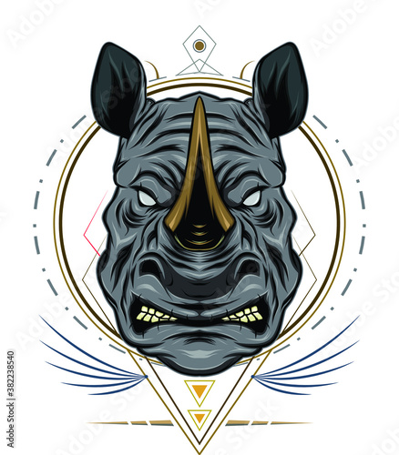 rhinoceros illustration template. vector rhino head logo.