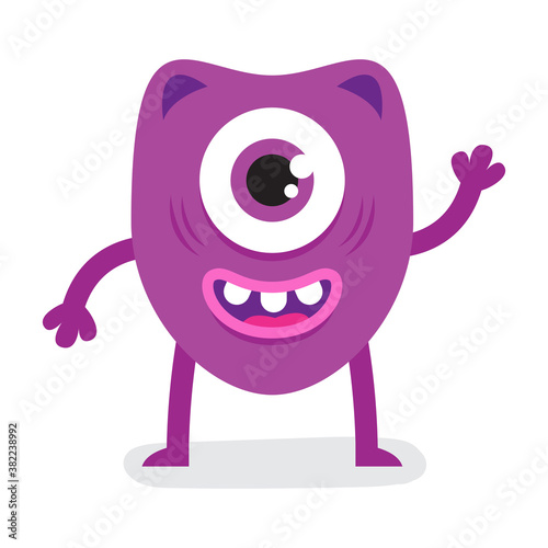 Cute Halloween One Eye Purple Monster Flat Design