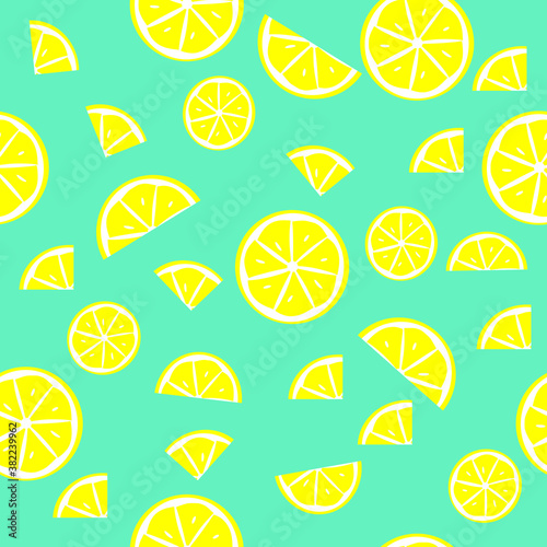 seamless pattern with lemons green yellow colors vector