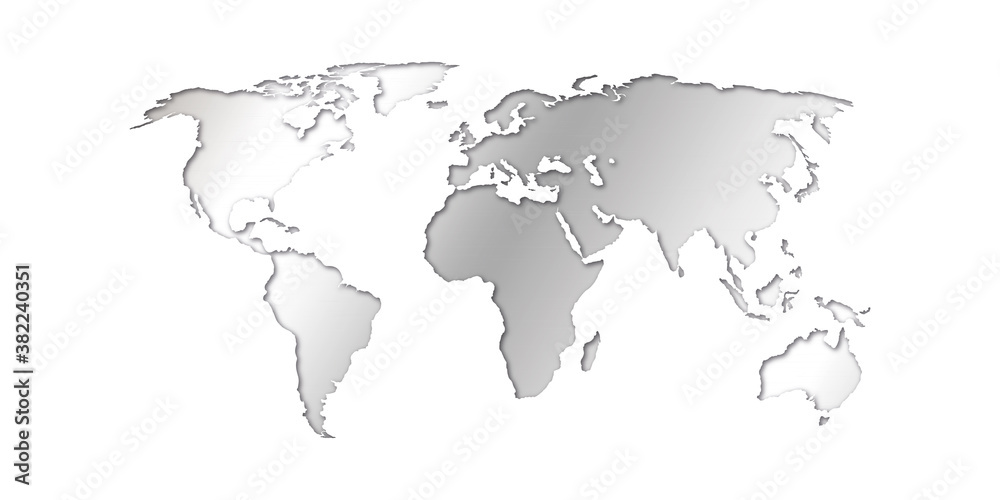 High detail silver world map. vector illustration of earth map