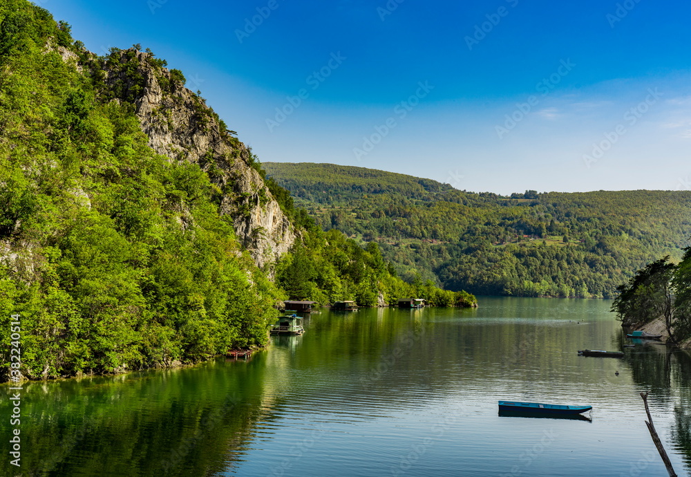 Perucac artificial lake on the Drina River in Serbia