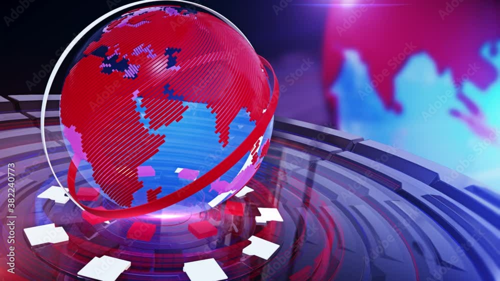 3D World News Background, digital world breaking news Studio Background