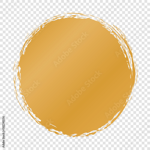 gold round brush painted circle banner on transparent background