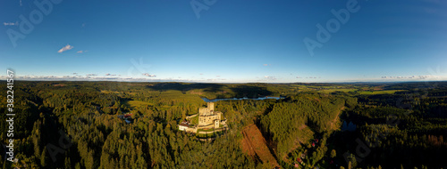 Castle and fortress Landstein - Landstejn in Moravia, Bohemia, Czech republic belongs to number of guard castles on the border between Bohemia and Austria. Panoramic landscape photo