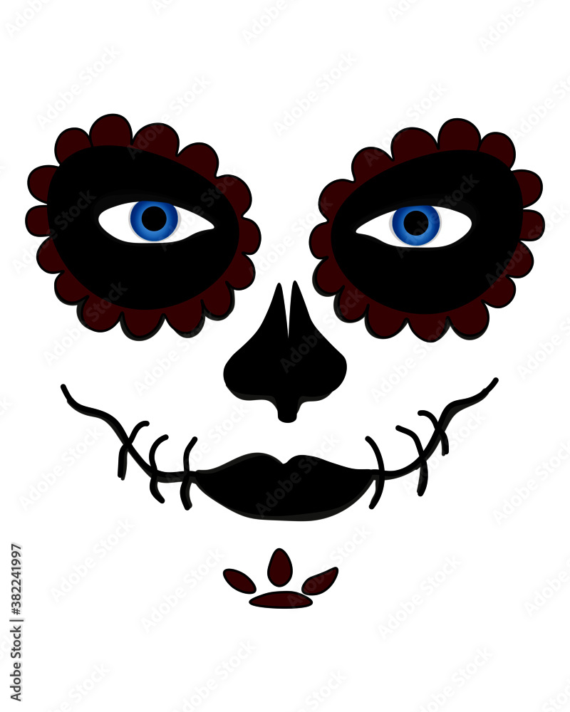 La Catrina for santa muerte ,Mexican death mask - day of the dead holiday,  feast. And for halloween. Stock Vector | Adobe Stock