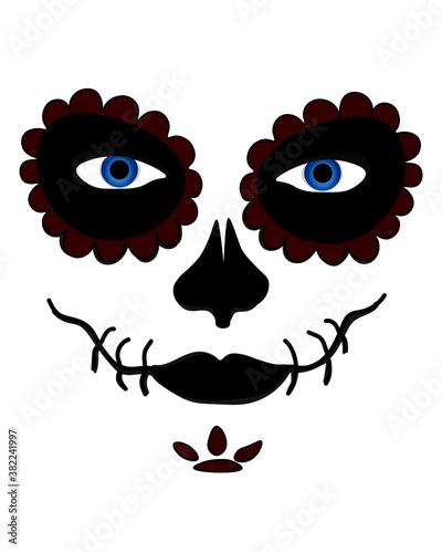 La Catrina for santa muerte ,Mexican death mask  - day of the dead holiday, feast. And for halloween.