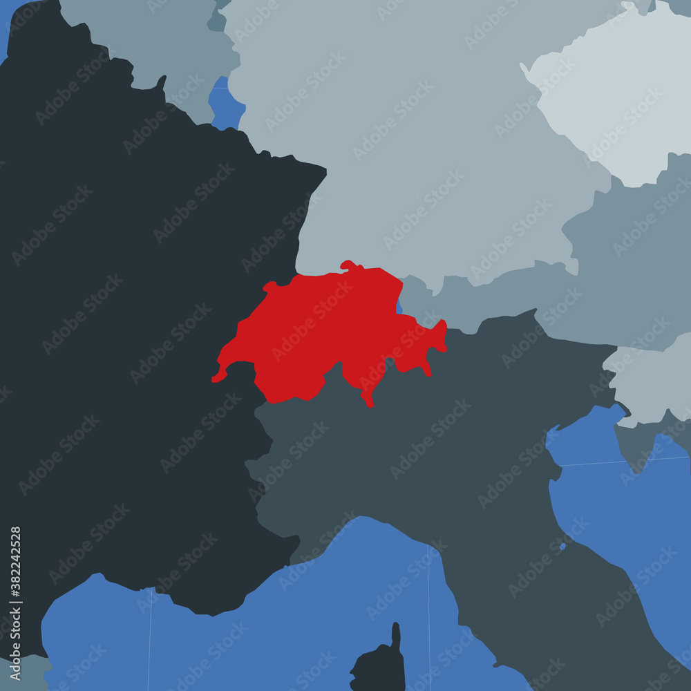 Shape of the Switzerland in context of neighbour countries. Country ...