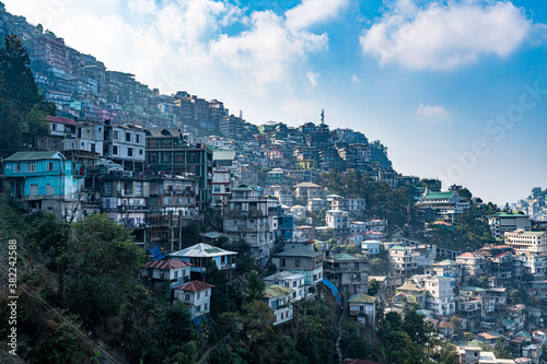 View over the houses perched on the hills in Aizawl, Mizoram, India photo