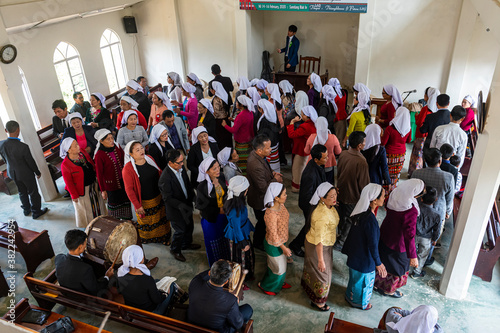 Sunday church service in Lungleng, Mizoram, India