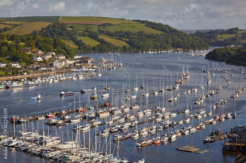 The beautiful south coast of Devon, the estuary of the River Dart at Dartmouth, seen from Kingswear, Devon, England, United Kingdom photo