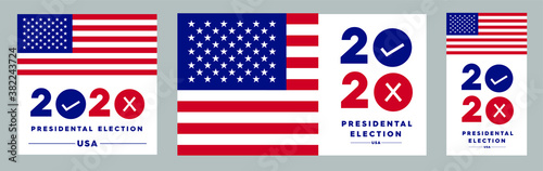 Presidential Election 2020 in United States. Vote day, November 3. US Election. Patriotic american element. Poster, card, banner and background. Vector illustration