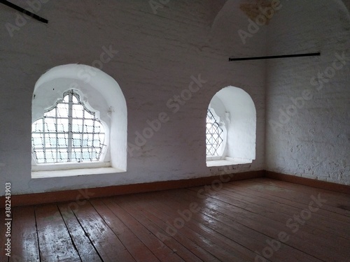 room with windows in the old church