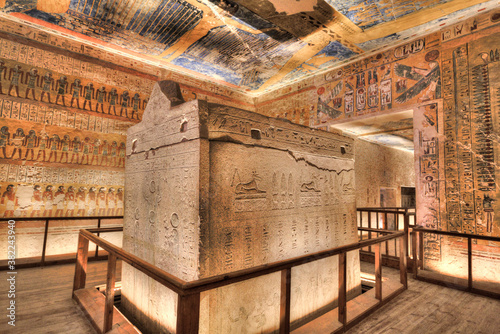 Sarcophagus in Burial Chamber, Tomb of Ramses IV, KV2, Valley of the Kings, Luxor, Thebes photo