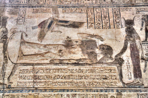 Mural, Osiris Awakening, Temple of Osiris and Opet, Karnak Temple Complex, Luxor, Thebes photo