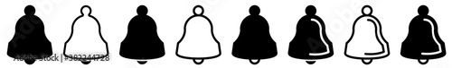 Bell Icon Black | Bells Illustration | Jingle Ring Symbol | Notification Logo | Alarm Alert Sign | Isolated | Variations
