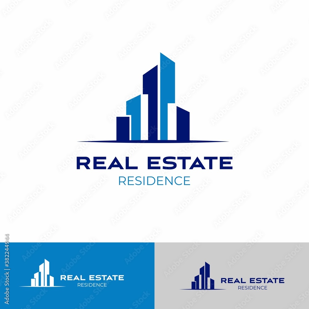 Real estate logo design template. Residence logo. Construction logo. Skyscraper logo. Rental. Business. Branding.