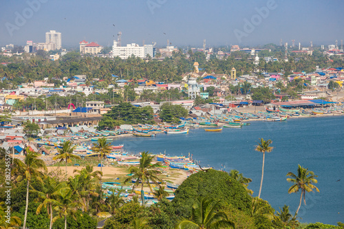 View of Kollam harbour and beach, Kollam, Kerala, India photo