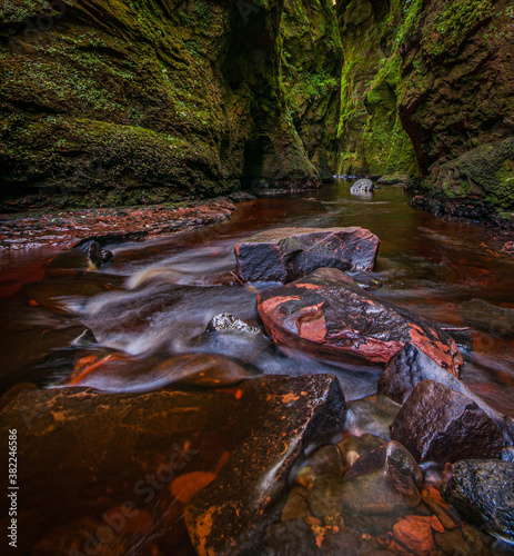 The gorge at Finnich Glen, known as Devils Pulpit near Killearn, Stirling, Scotland photo