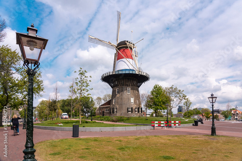 Molen de Valk in Leiden, 18th century windmill and museum, Leiden, South Holland, The Netherlands photo