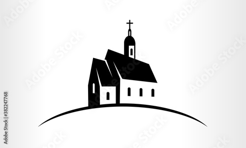 Foto Vector Illustration of a Church logo emblem